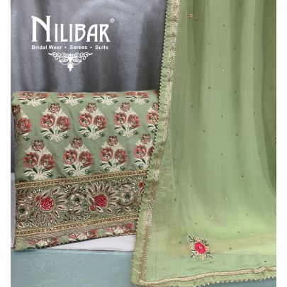 Pista Brocade Silk Unstitched Suit 