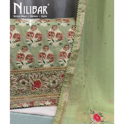 Pista Brocade Silk Unstitched Suit 