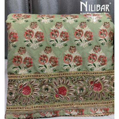 Pista Brocade Silk Unstitched Suit 