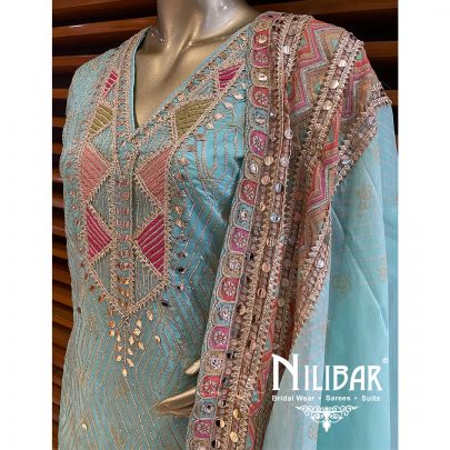 Mint Crepe Organza Garara Suit