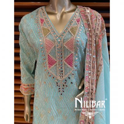 Mint Crepe Organza Garara Suit