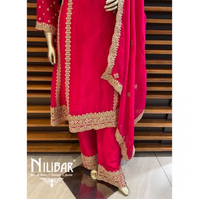 Hot Pink Chinon Pant Suit