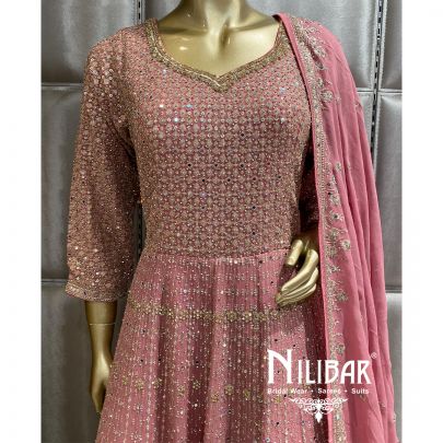 Onion Pink Georgette Anarkali