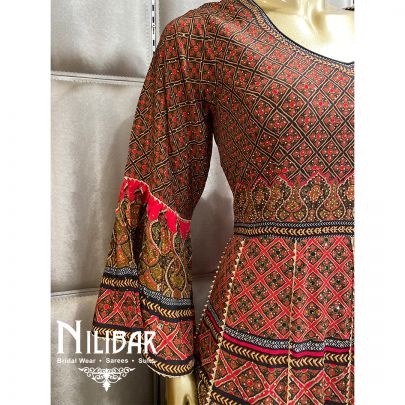 Multicolor Crepe Net Anarkali