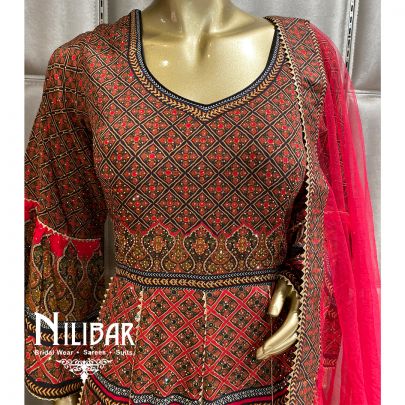 Multicolor Crepe Net Anarkali