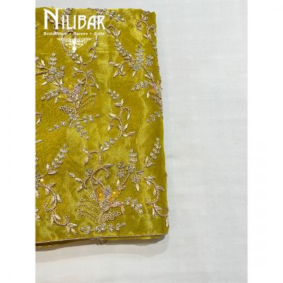 Yellow Green Tissue Organza Unstitched Suit