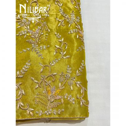 Yellow Green Tissue Organza Unstitched Suit