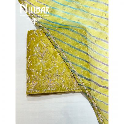 Yellow Green Tissue Organza Unstitched Suit