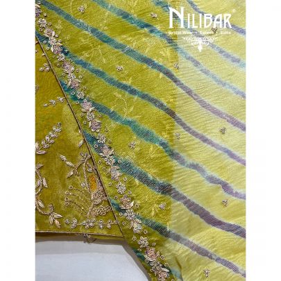 Yellow Green Tissue Organza Unstitched Suit