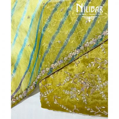 Yellow Green Tissue Organza Unstitched Suit