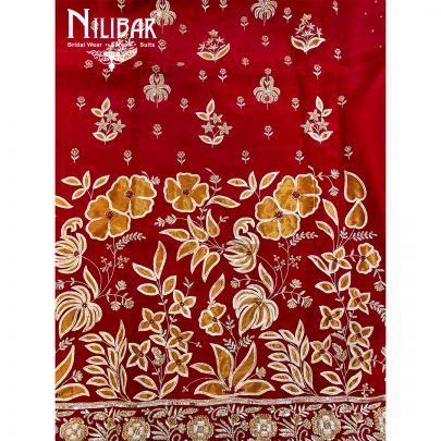 Maroon Organza Unstitched Suit