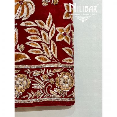 Maroon Organza Unstitched Suit