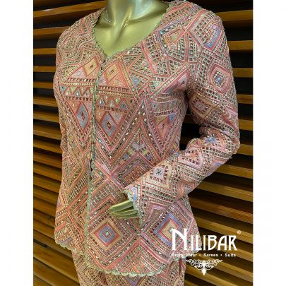 Pink Net Embroidered Co-Ord Set