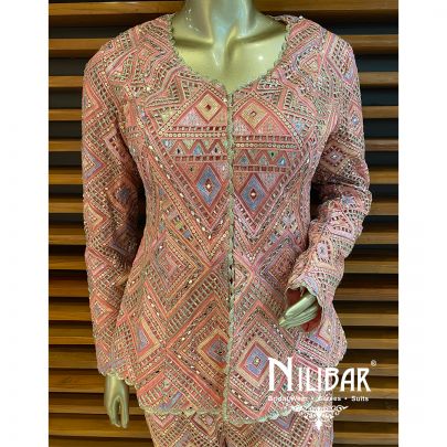 Pink Net Embroidered Co-Ord Set