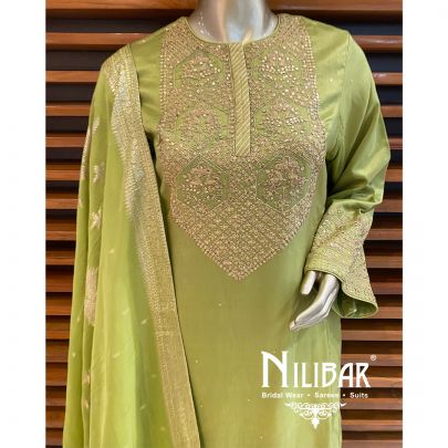 Parrot Green Georgette Pant Suit