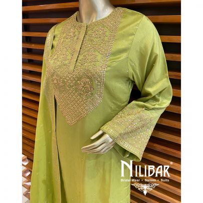 Parrot Green Georgette Pant Suit