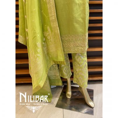Parrot Green Georgette Pant Suit