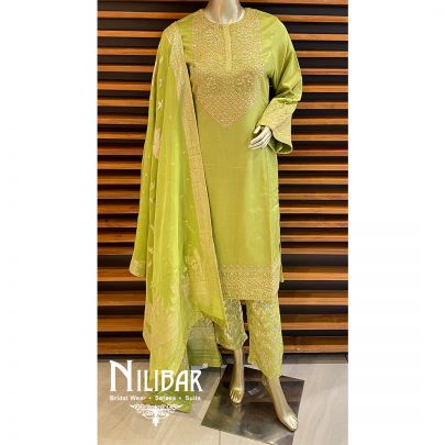 Parrot Green Georgette Pant Suit