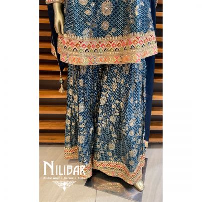 Blue Silk Organza Garara Set