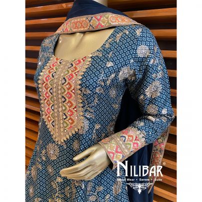 Blue Silk Organza Garara Set