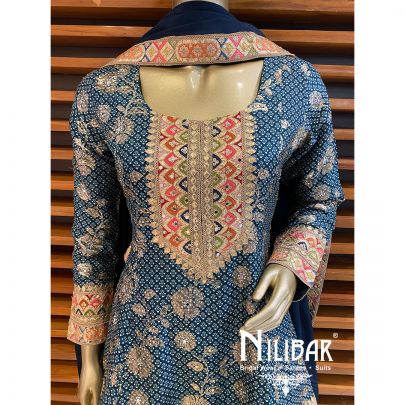 Blue Silk Organza Garara Set