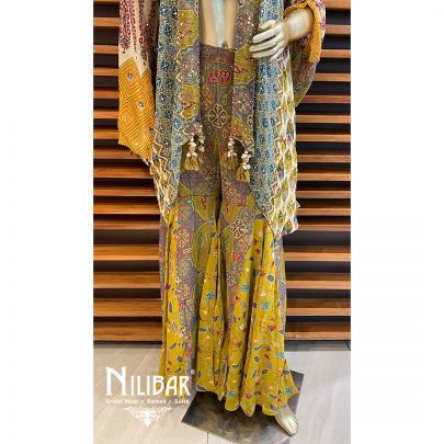 Green Georgette Jacket Style Set
