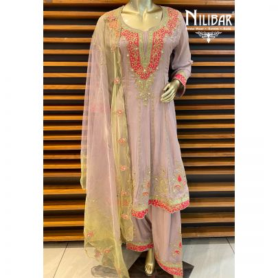 Lilac Chinon Salwar Suit
