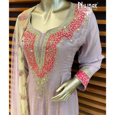 Lilac Chinon Salwar Suit