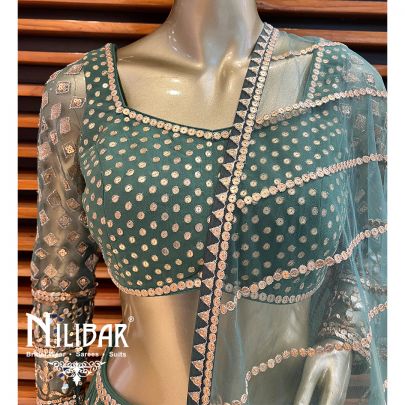 Bottle Green Georgette Casual Lehenga