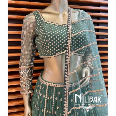 Bottle Green Georgette Casual Lehenga