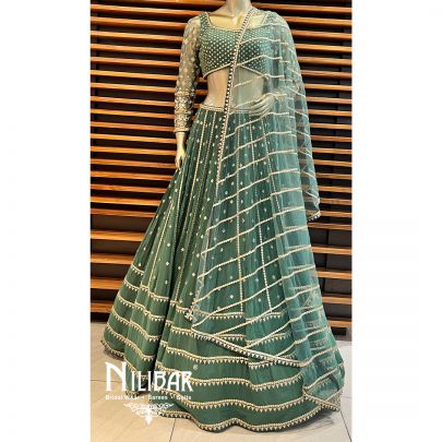 Bottle Green Georgette Casual Lehenga