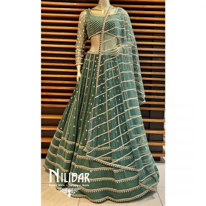 Bottle Green Georgette Casual Lehenga