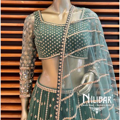 Bottle Green Georgette Casual Lehenga