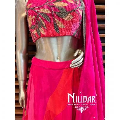 Hot Pink Silk Casual Lehenga