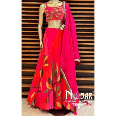 Hot Pink Silk Casual Lehenga