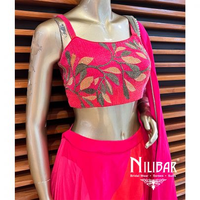 Hot Pink Silk Casual Lehenga