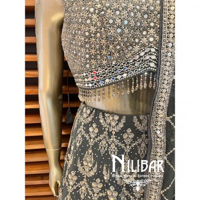 Charcoal Gray Georgette Casual Lehenga