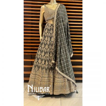 Charcoal Gray Georgette Casual Lehenga
