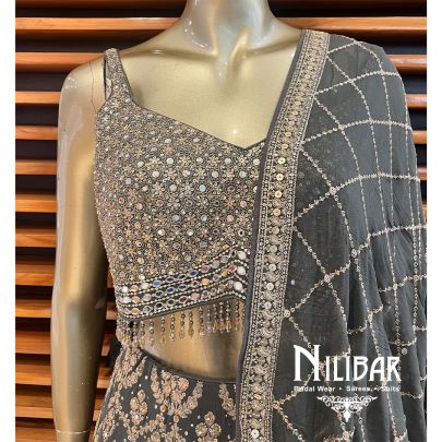 Charcoal Gray Georgette Casual Lehenga