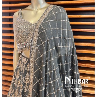Charcoal Gray Georgette Casual Lehenga