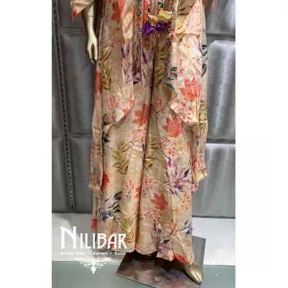 Beige Crepe Floral Set