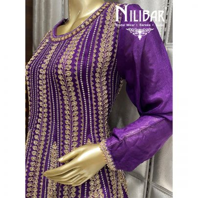 Purple Chinon Peplum Suit