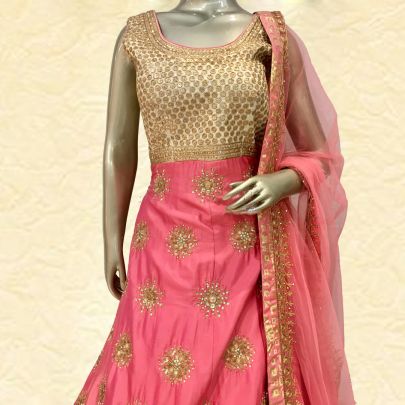 Beautiful Watermelon Pink Anarkali Suit