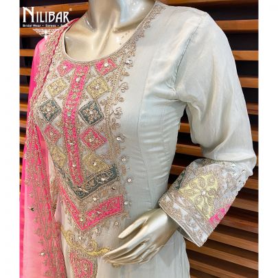 Sage Green Chinon Salwar Suit