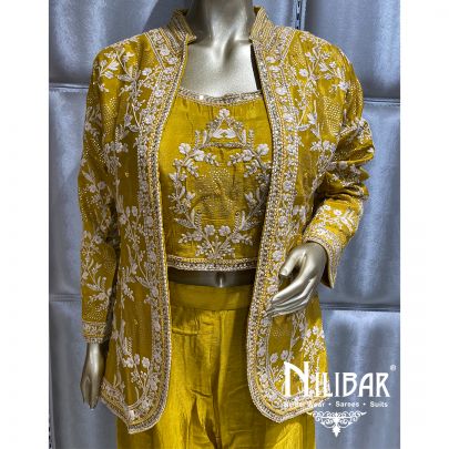 Yellow Chinon Blazer Set