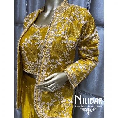Yellow Chinon Blazer Set