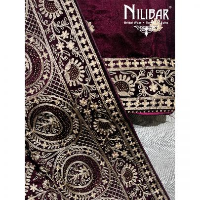 Wine Velvet Unstitched Suit