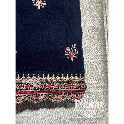 Royal Blue Velvet Unstitched Suit