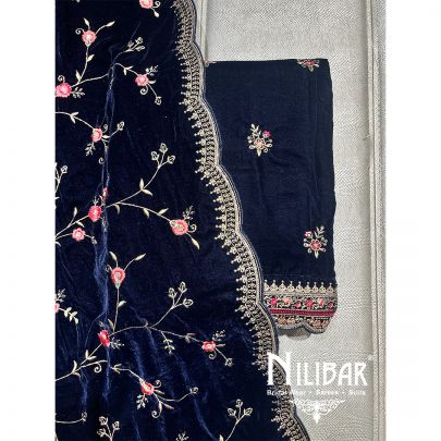 Royal Blue Velvet Unstitched Suit