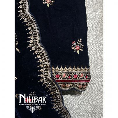 Royal Blue Velvet Unstitched Suit